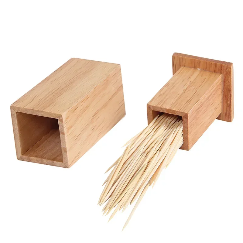 Bamboo Toothpick Holder With Lid Cotton Swab Holder Case Wooden Toothpick Dispenser Kitchen Storage Organizer Box зубочистки