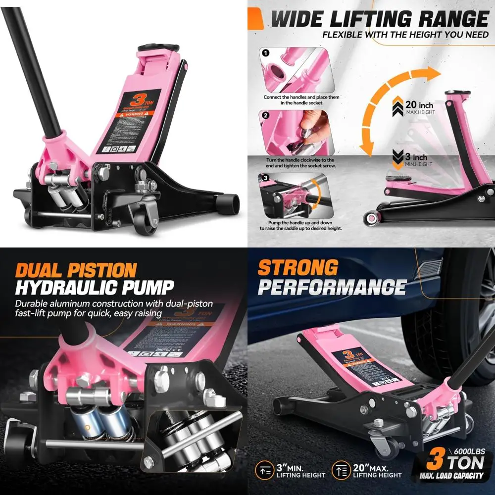 헤비 듀티 3톤 저프로파일 유압 자동차 리프트 잭 듀얼 피스톤으로 빠른 리프팅 및 레이싱 성능
