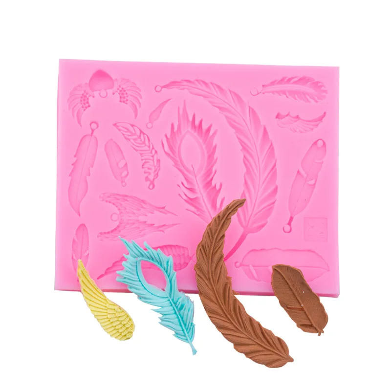 DIY new feather angel wings full collection fondant silicone cake decoration mold DIY baking tool 15-05