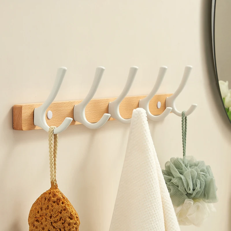 Wood Aluminum White Hook Bathroom Towel Hook Living Room Door Back Clothes Hook Simple Black Storage Hook To Save Spac