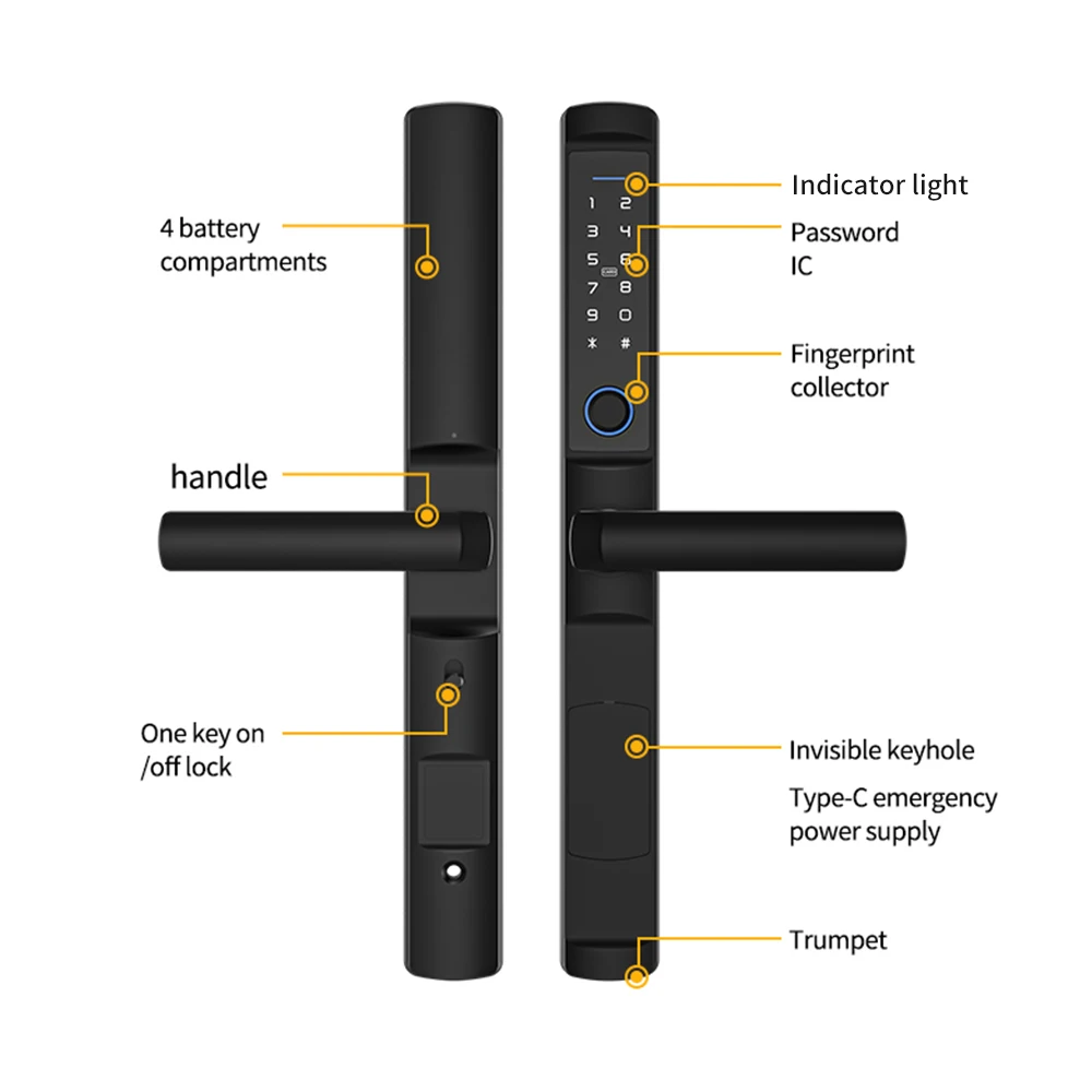 Home Sliding SmartLife APP Tuya Wifi Keyless Smart Door Lock Outdoor Waterproof Intelligent Fingerprint Code Digital Cerraduras