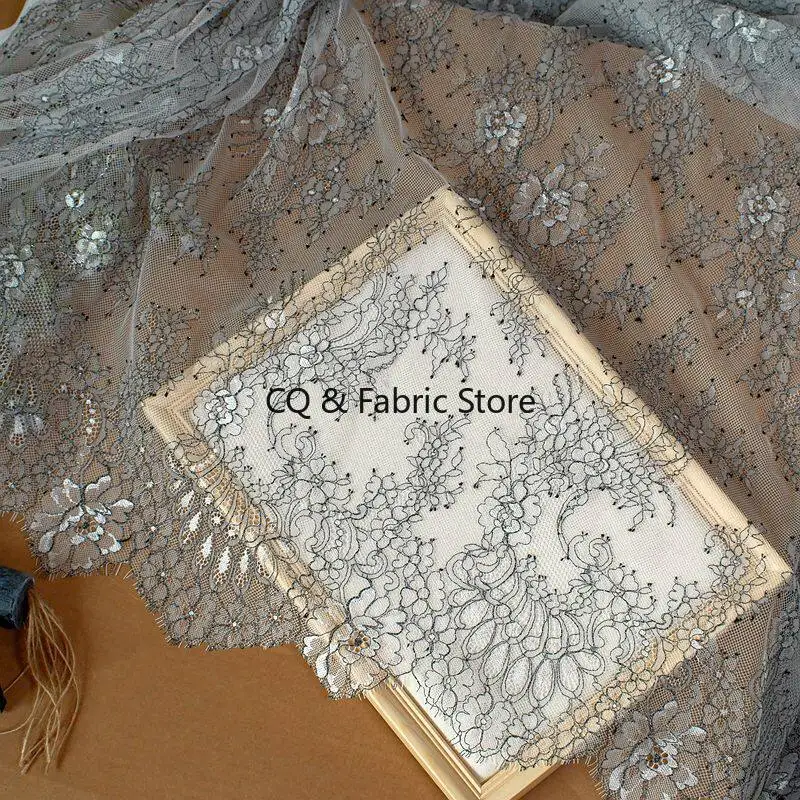 42 Colors 1.5m Wide French Eyelashes Lace Fabric flower Lace Trim for Wedding Dress, Cloth Tablecloth Curtain Accessories DIY Cr - view 6