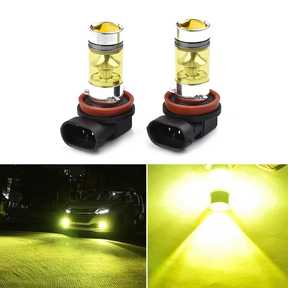 

2pcs H11 H8 Led Yellow Fog Light Bulbs 12V 1500LM 4300K 100W Car Driving Running Lamps Auto Caution Light Bulb Accessories