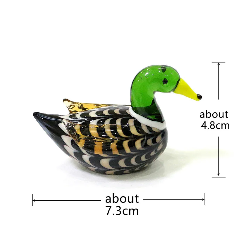 Murano Glass Duck Statue 7.3x4.8cm Black Animal Ornament