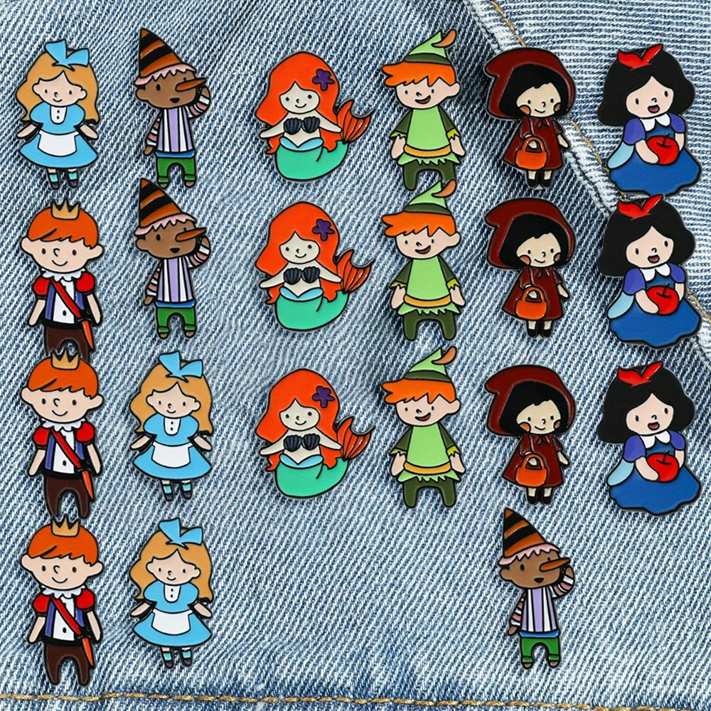 

21 Pcs Cute Character Cartoon Brooch Little Prince & Cinderella Enamel Pin Badge Jewelry Backpack Clothing Decoration Gift