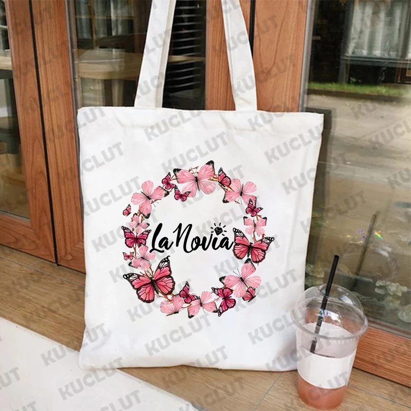 Bolsas de compras de ombro para mulheres, Bachelorette Hen Party, Sacola de casamento nupcial, Spanish Girl Team, Bride Squad, Single Farewell Canvas