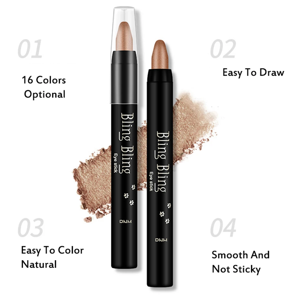 2 in 1 Eyeshadow Pen 16 Color Eyelid Under Crease Pen Shimmer Glitter High Pigment Brightening Monochrome Eyeshadow Makeup Stick