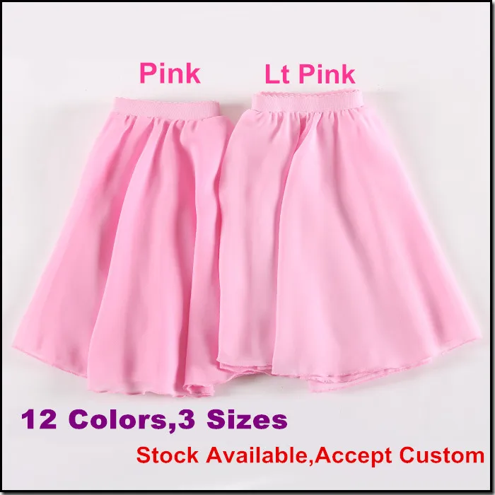 Reinforced Chiffon Imported Elastic 12 Colors 3 Sizes Children's Pull on Skirts Ballet Practice Skirts