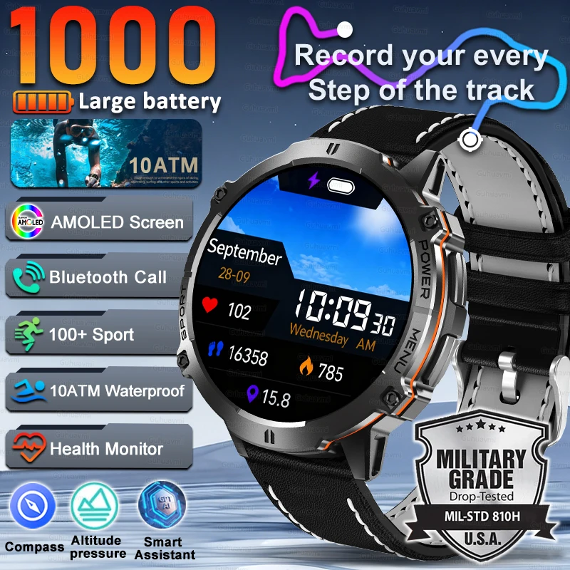 

Men Smartwatch High End Sports Watches 1000mAh Large Battery Waterproof Durable AI Custom dial TREX3 Smart Watch For Men women