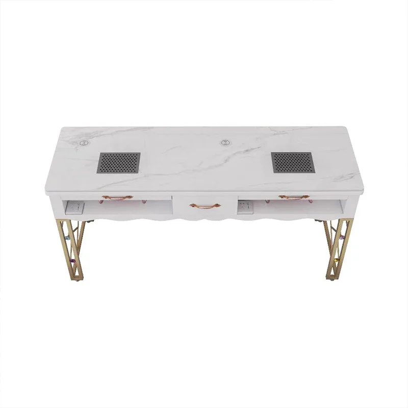 

Light Luxury Nail Table Manicure Salon Furniture For Beauty Salon Professional Manicure Table Double Layer Upscale Nail Tables