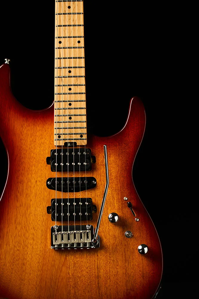 Censtar 24 Frets Electric Guitars with Roasted Mahogany Body and Maple Neck,Bone Nut,Coil Split Humbuckers Pickups