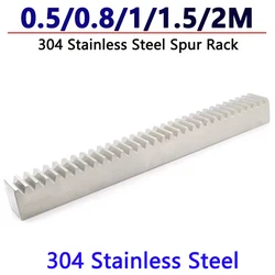1pcs 304 Stainless Steel Rack 0.5/0.8/1/1.5/2 Module Straight Teeth Drive Rack Length 300/500mm 0.5M 0.8M 1M 1.5M 2M Spur Rack