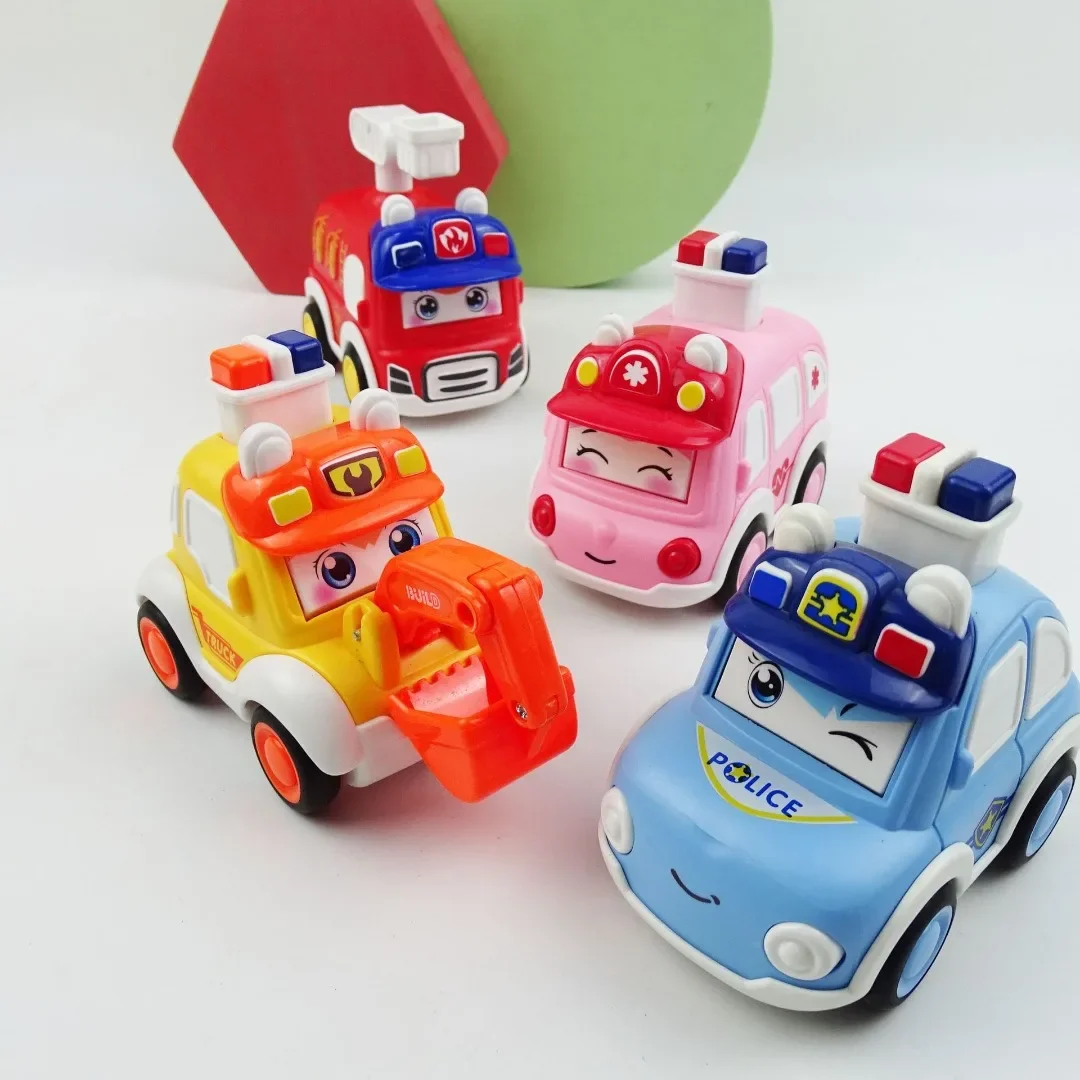 Mini Pull Back Police Car Toy Set Small Model Vehicle Fire Engine Truck for Boys Kids Children Birthday Party Gift Present