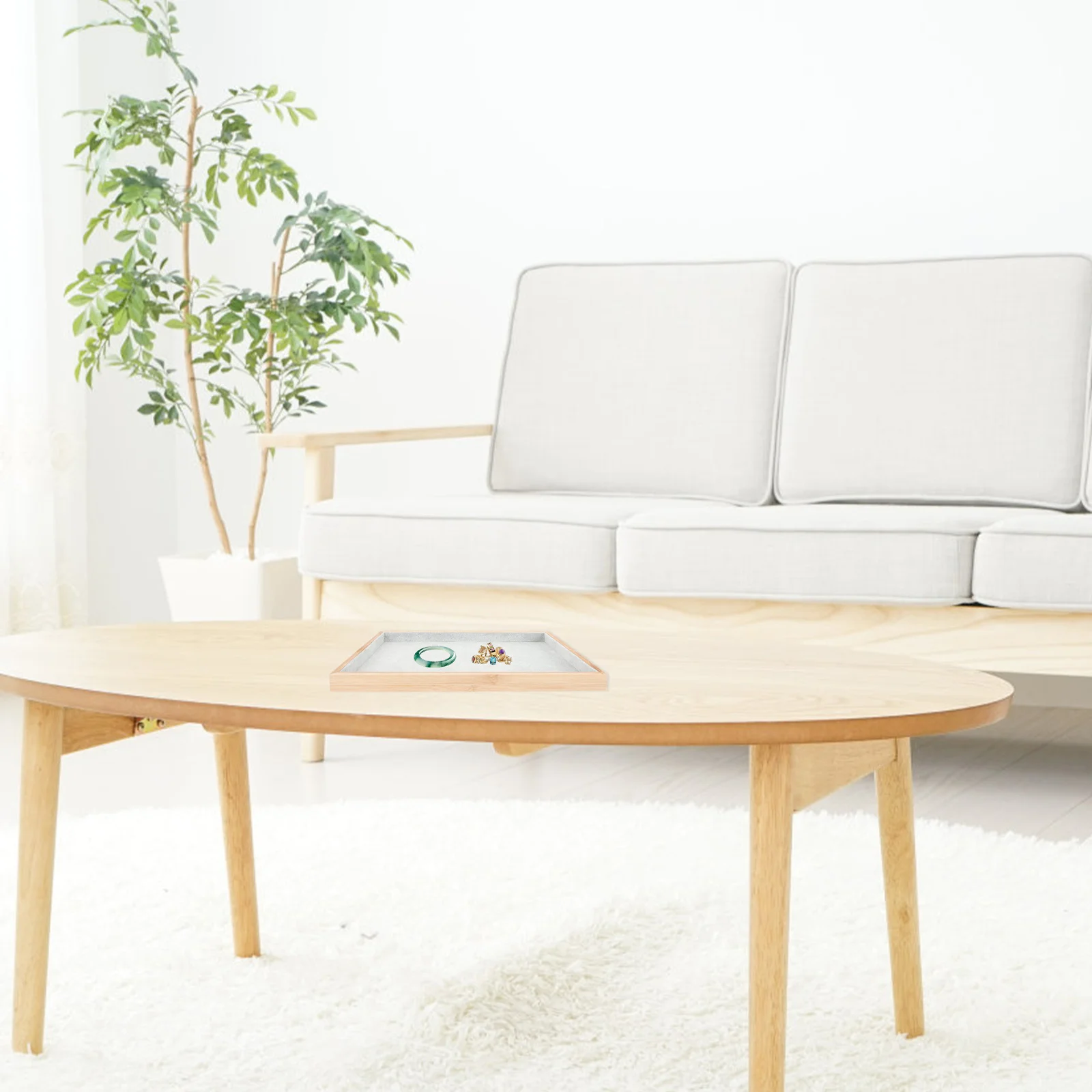 Bamboo Jewelry Display Tray Stylish Organizer for Home Shop Use Necklace Ring Holder Storage Plate Jewelry Plate