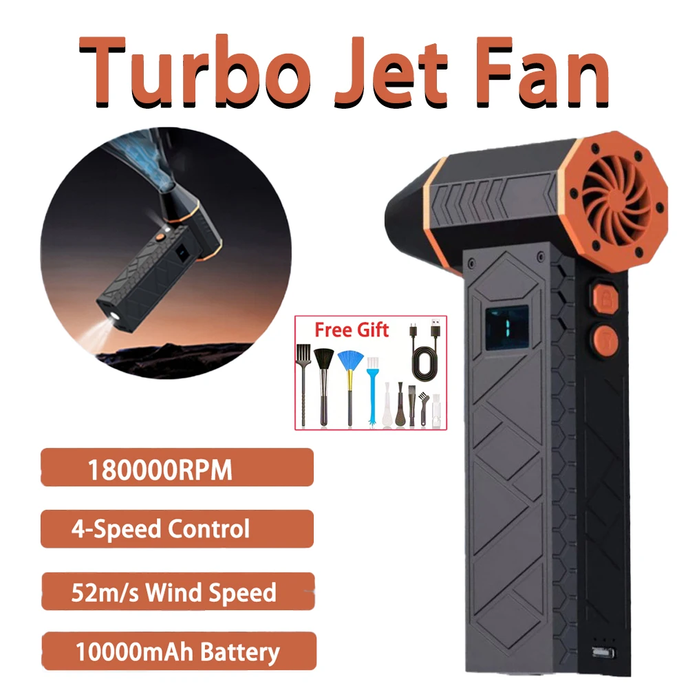 180000RPM Mini Turbo Jet Fan Electric Air Duster Adjustable wind speed Turbo Violent Blower Rechargeable with Light Car Cleaning