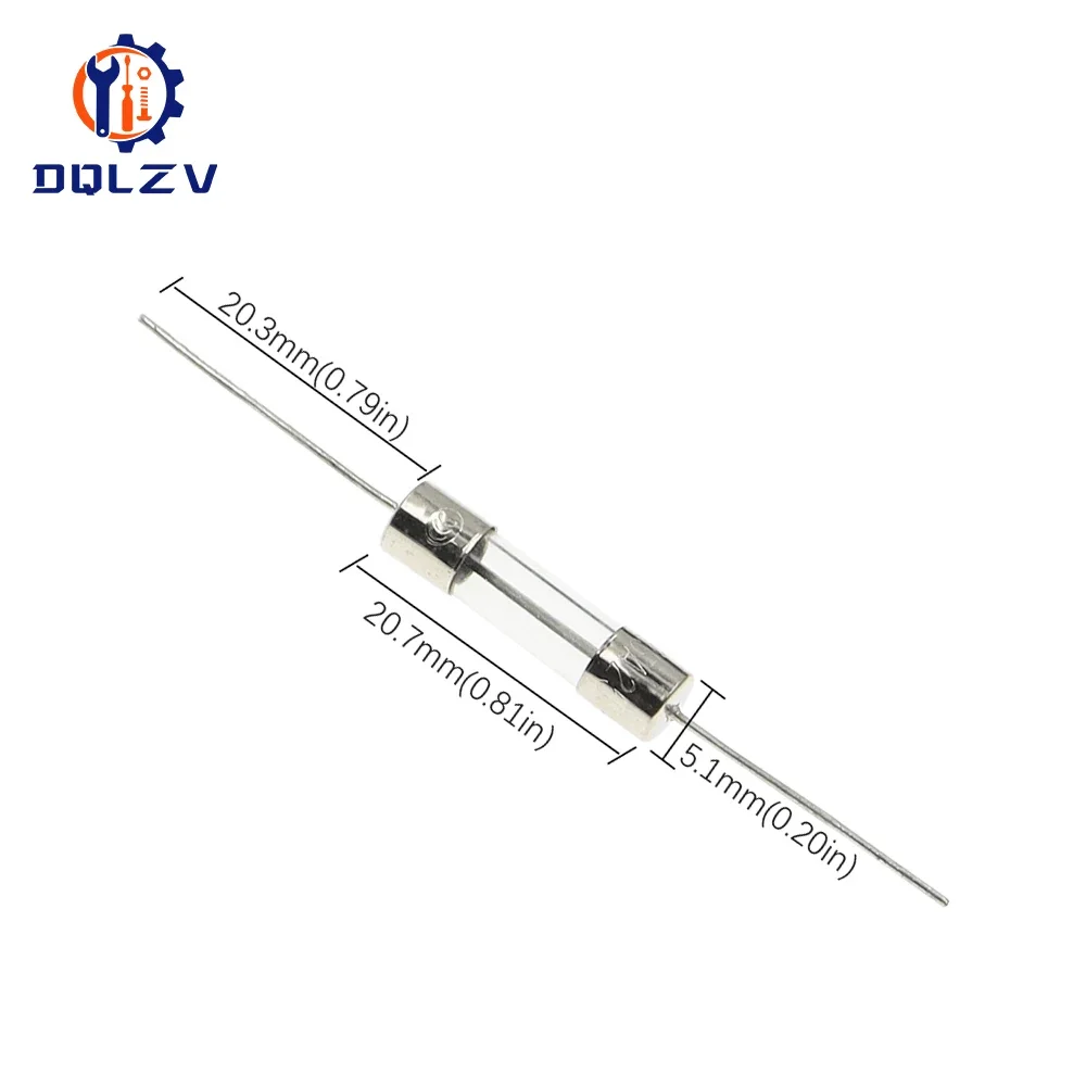 5*20mm Axial Glass Quick Break 250V With Lead Wire 1/2/3/4/5/6/7/8/10/15/20/30A The Fuse Tube