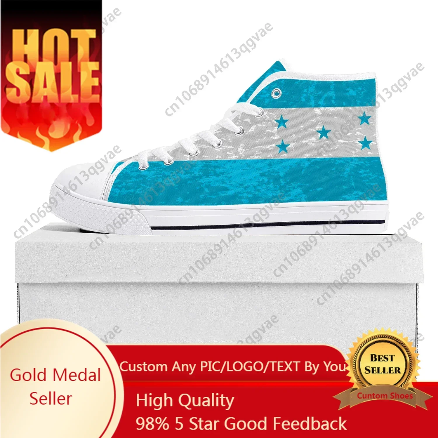 Honduran Flag High Top Sneakers Mens Womens Canvas Sneaker Honduras Casual Couple Shoes Custom Shoe