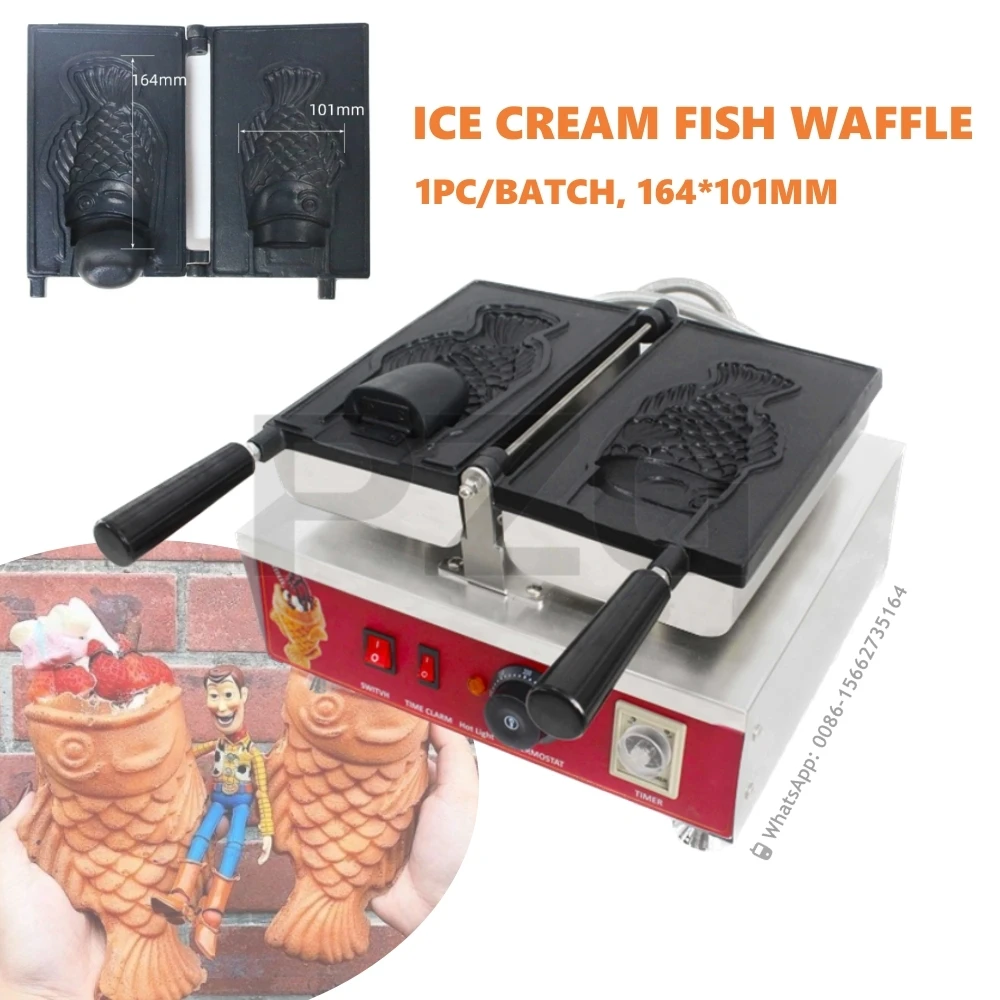 

Commercial Non-Stick 1 Pc Electric Taiyaki Fish Waffle Maker Machine Fish Cake Mold Taiyaki Fish Egg Cake Maker Machine