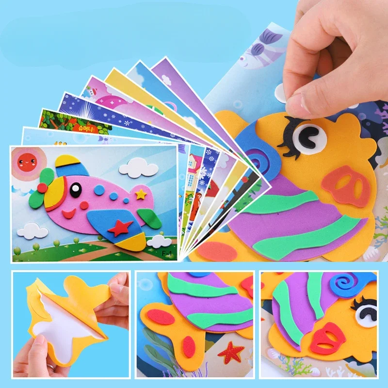 kids craft 3D EVA Foam Stickers Puzzle Cartoon Animal DIY Handmade Early Learning Educational Toys For Children Kids Gift