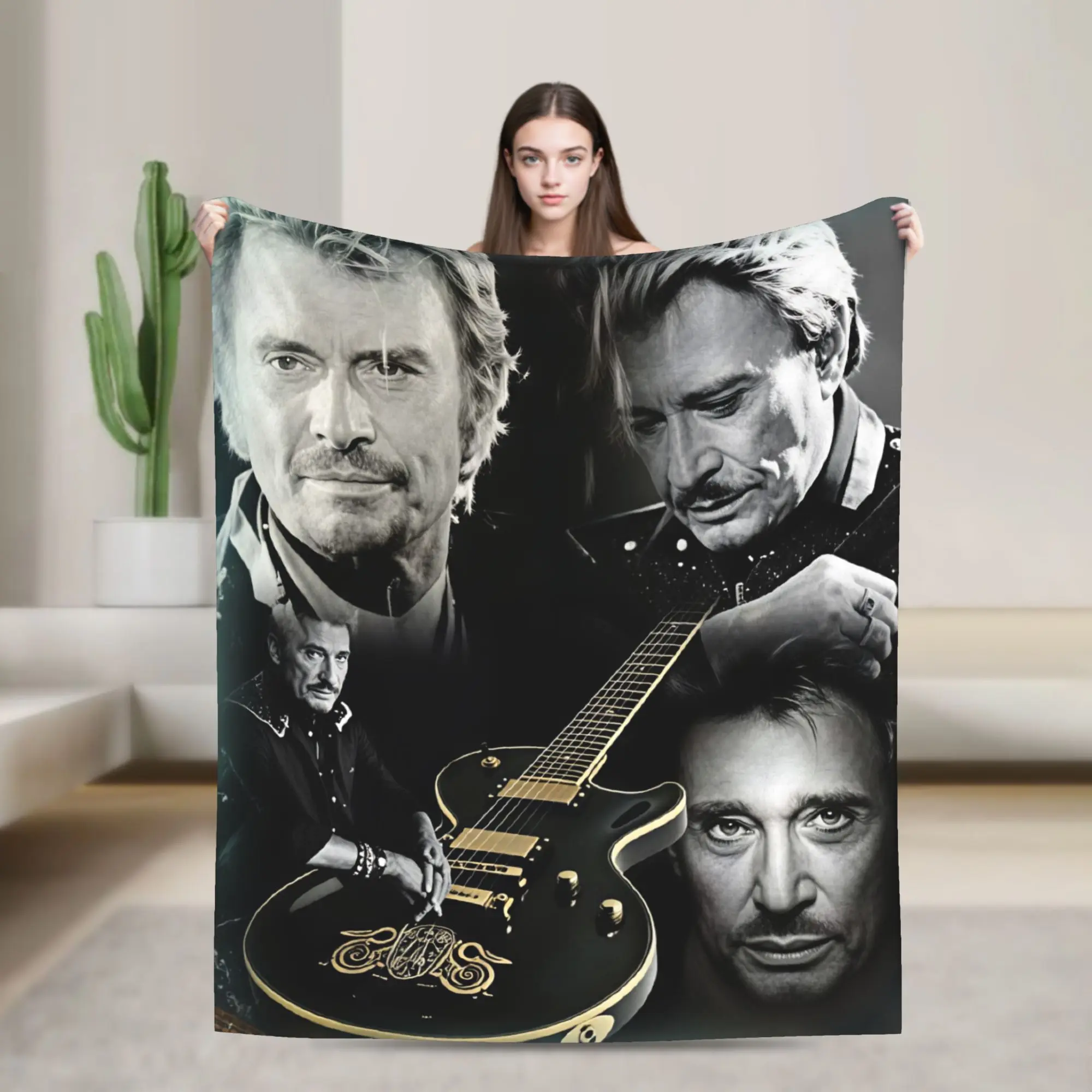 Super Warm Blankets Children Camping Rock Star Johnny Hallyday Throw Blanket  Flannel Bedspread For Couch Chair Sofa Bed Cover