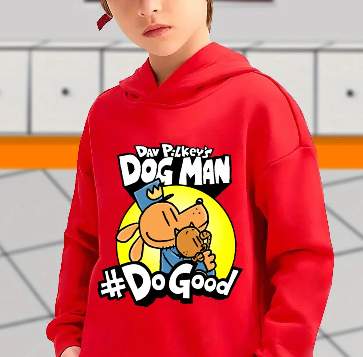 الربيع الكلب رجل هوديي الاطفال ملابس الفتيات الفتيان الكرتون قمصان سويت شيرت بقلنسوة الخريف طويلة الأكمام ملابس خارجية DOGMAN ملابس الأطفال #1