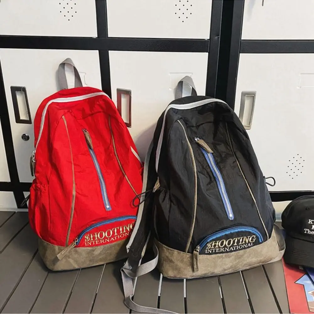 Embroidery Trendy Ins Backpack Multi-pocket Polyester Casual Schoolbags Korean Style Mochila School Bags College Students
