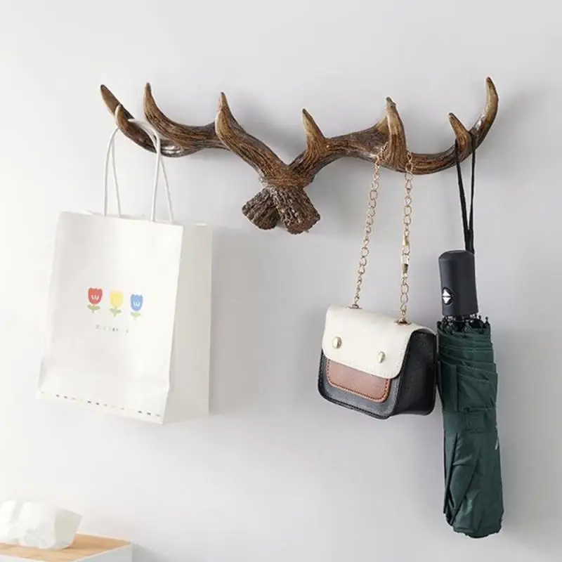 Hangers Retro Antler Wall Hanging Coat Hook Creative Clothing Storage Hallway Wall Decorative Key Hook