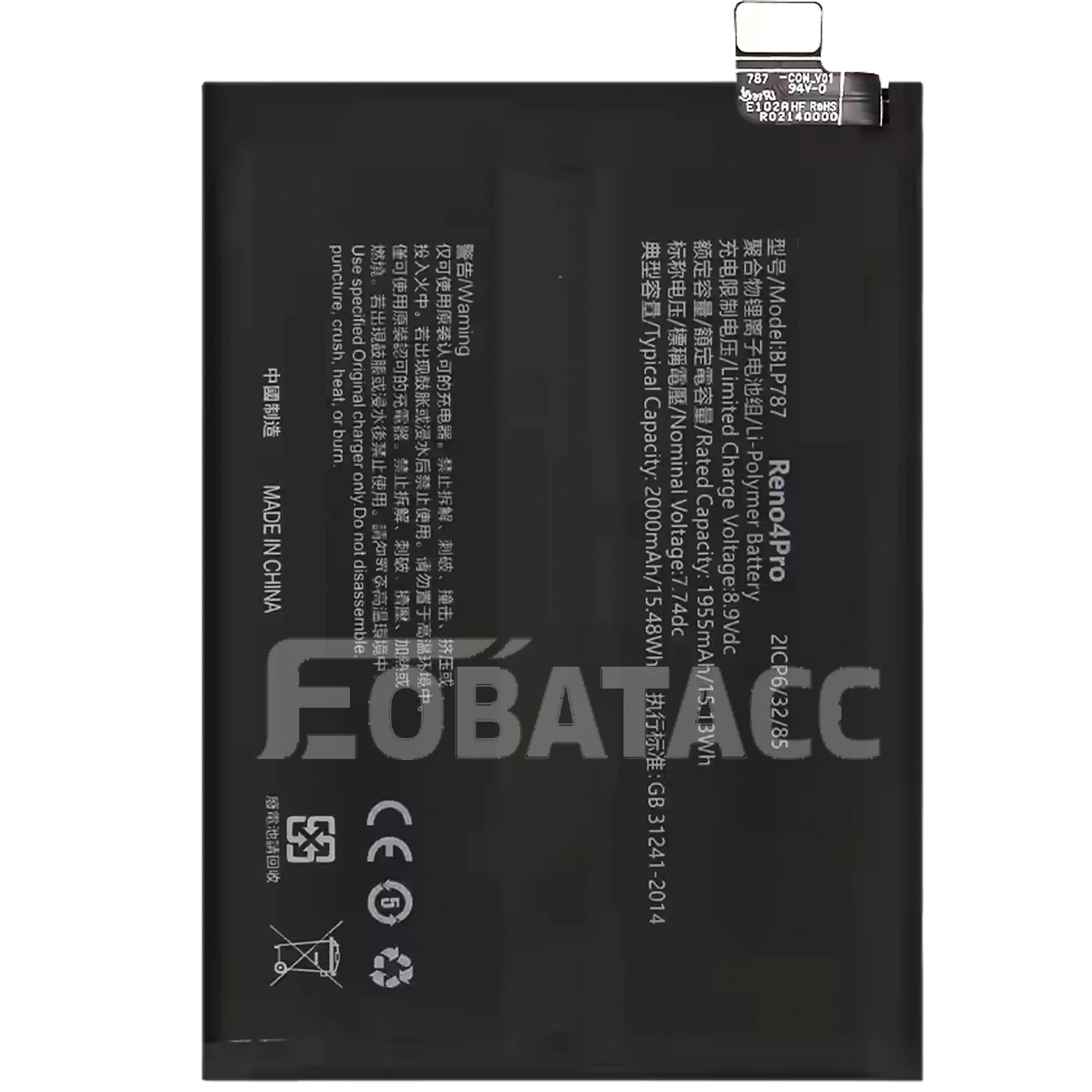 100% New Original Battery BLP787  For  OPPO  Reno 4 ProBattery + Free Tools
