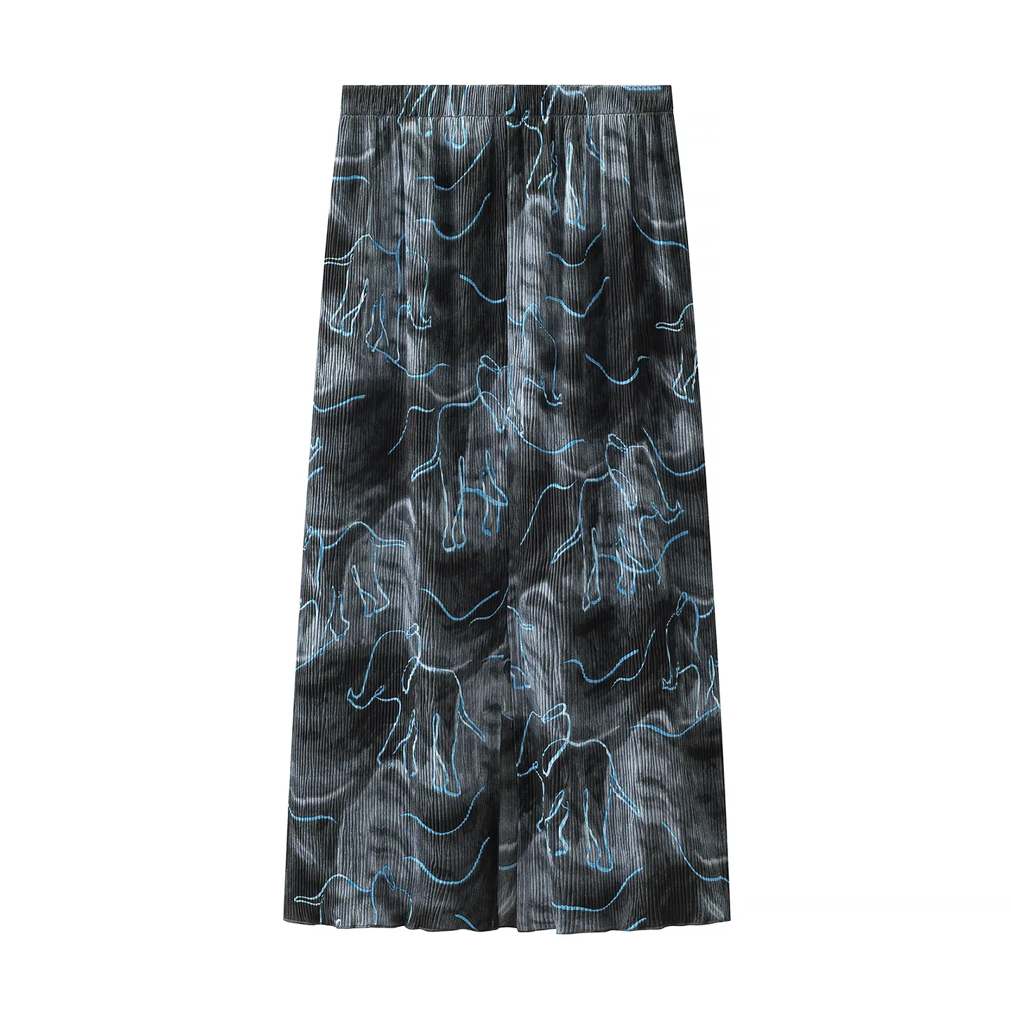 Dave&di Elephant Cartoon Pleated Skirt With Animal Line Drawing, Elastic Waist, Loose And Hanging Feeling Skirt Woman