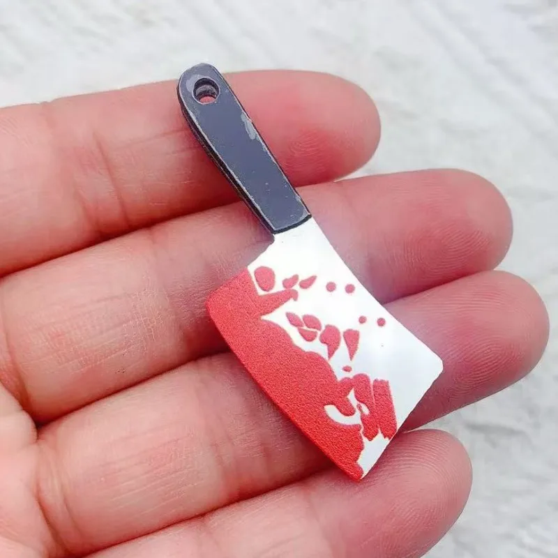 10pcs Bloody Dagger Knife Saw Acrylic Charms Double-Sided Hallowmas Earring Keychain Pendant Diy Funny Jewelry Making
