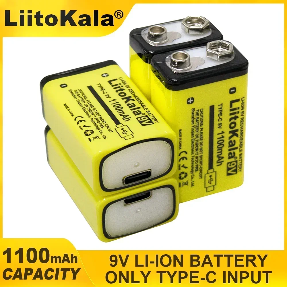 1-36PCS. 9V1100mAh USB LiitoKala Lithium Rechargeable Battery Charging Li-ion Square Batteries for Walkie-talkie KTV-microphone