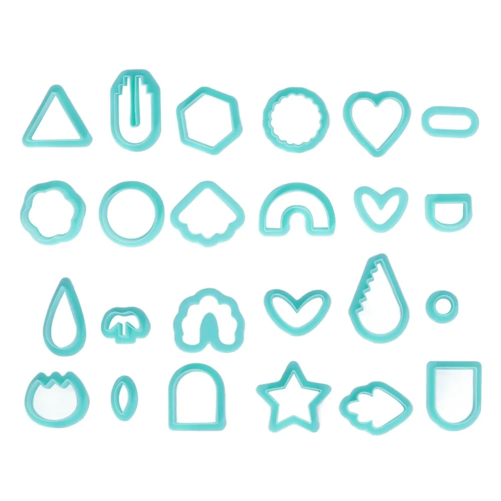 

Набор из 24 формочек для полимерной глины различных форм, пластиковые зеленые вырубки для полимерной глины, формы для лепки в стиле бохо, для рукоделия и DIY