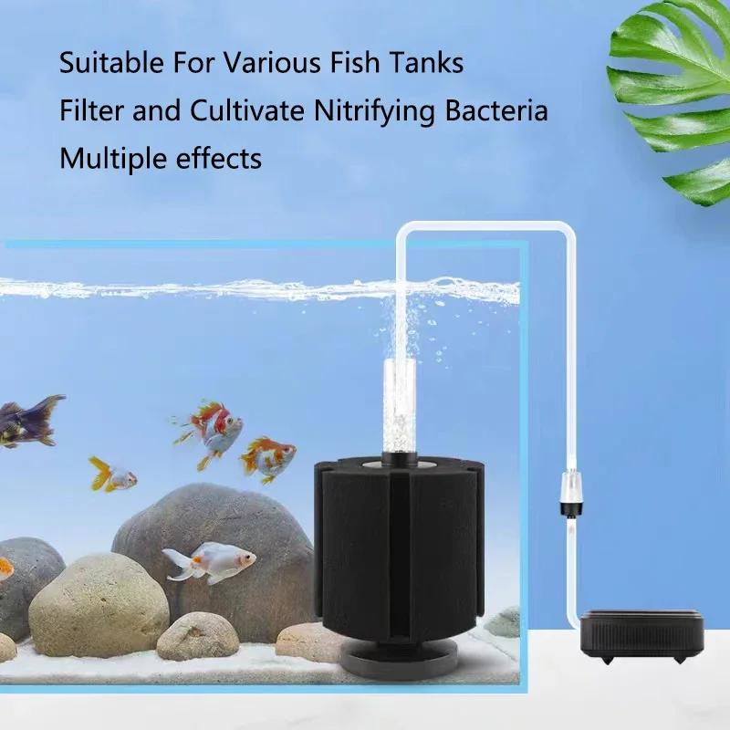 Black Aquarium Filter for Aquarium Fish Tank Air Pump Skimmer Biochemical Sponge Filter Aquarium Bio Filters Filtro AquarioLarge