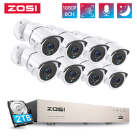 ZOSI 1080p 8-Channel Video Security System with Audio, 5MP Lite TVI CCTV DVR,8x 2MP Outdoor Wired Bullet Surveillance Cameras