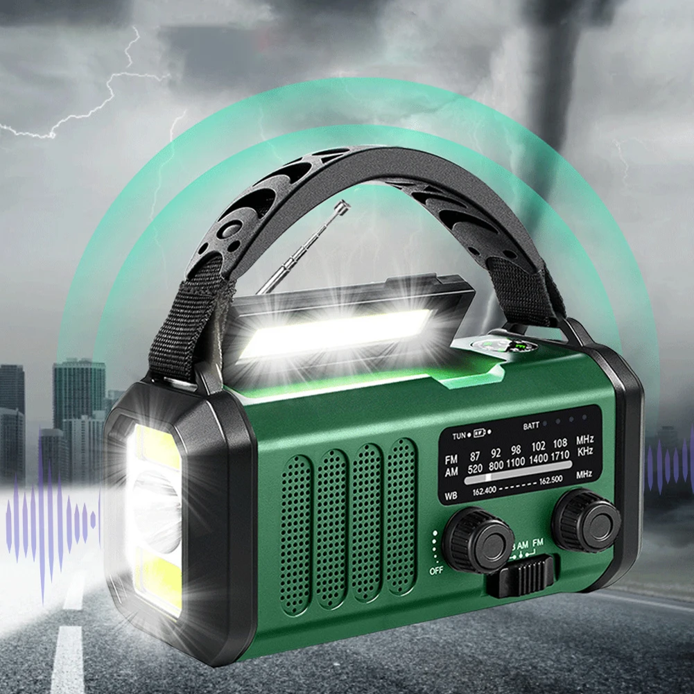 Rádio de manivela de emergência 20000mAh Rádio movido a energia solar com lanterna lâmpada de leitura alarme SOS para acampamento ao ar livre e emergência