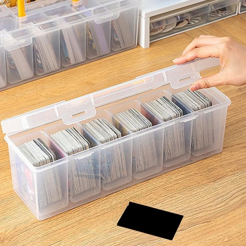 HX6A Trading Card Storage Box Large Capacity Container with Separate Box Card Organizers Clear for Trading Cards