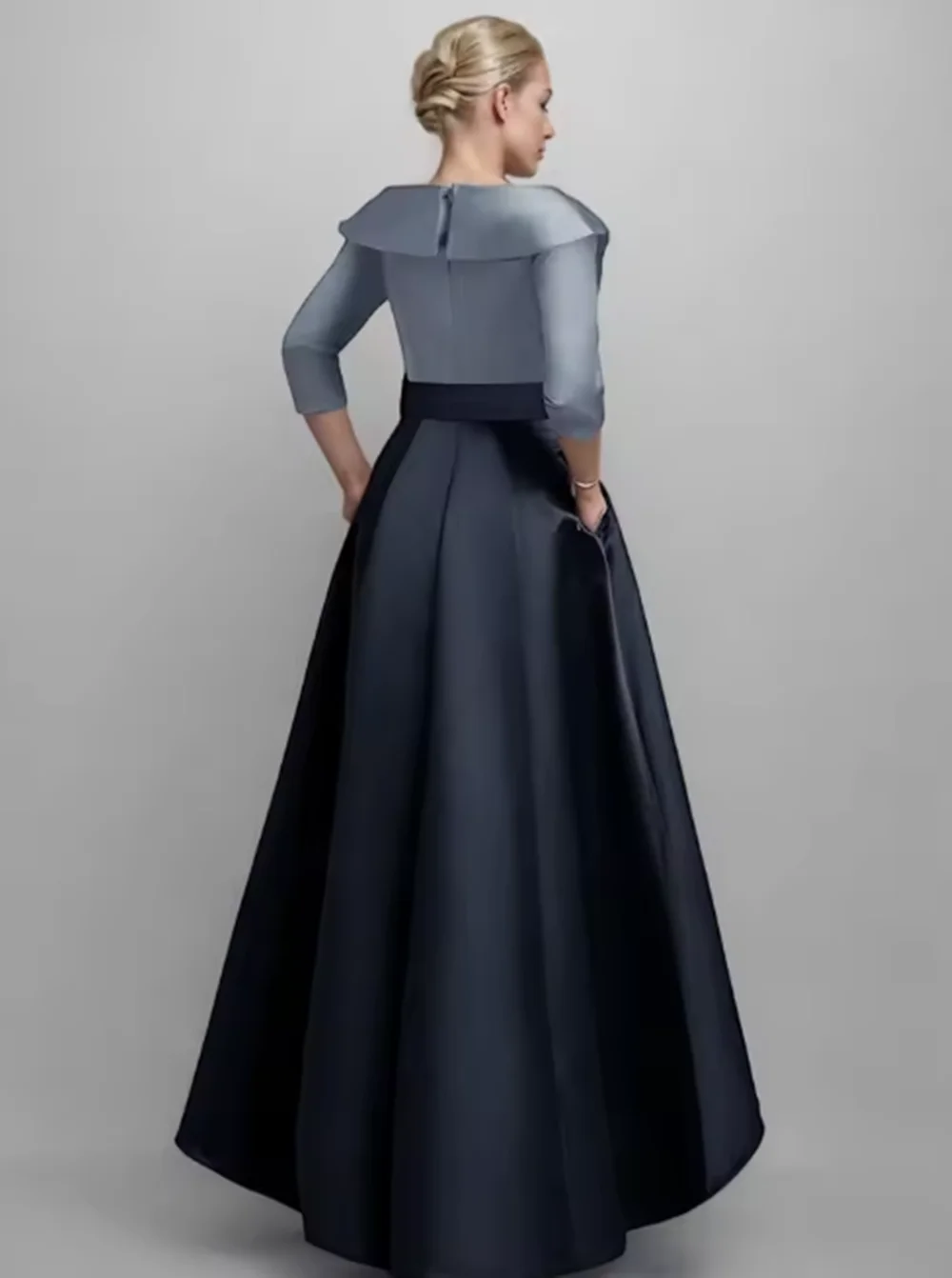 Blue Red A-Line Satin Formal Evening Gown Elegant Wedding Guest Dress Asymmetrical Shirt Collar Pocket 2025 free customized