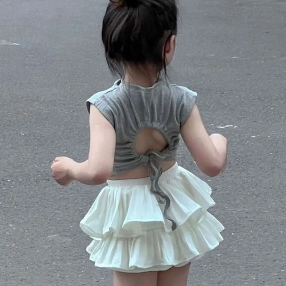 

Temperament Lace Up Teens Bow T-shirts Short Sleeve Korean Style Slim Crop Top Summer Sweet Girl's Top Party