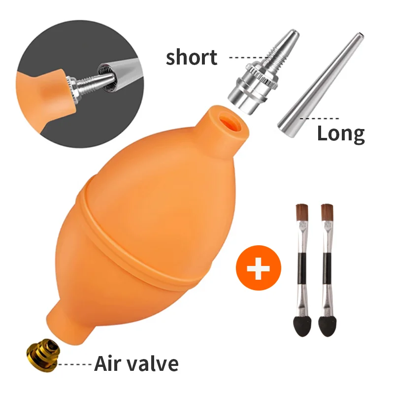Photography equipment lens dust Metal nozzle Air blower and brush set, suitable for cleaning succulent plants keyboards