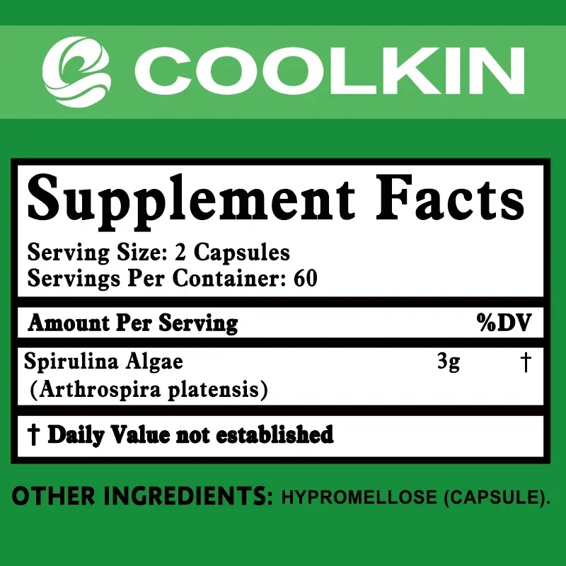 Spirulina - Supports Brain, Vision, Heart Health, Detoxification, Antioxidant, Non-GMO