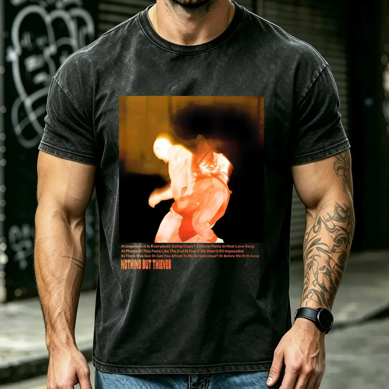 washed T Shirt Nothing But Thieves Moral Panic Indie Rock Band Men's Small long or short sleeves vintage Washed homme