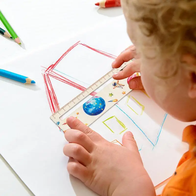 Reading Ruler Cute Cartoon Children's Wooden Bookmark Ruler 18 Cm Wood Reading Tracking Rulers Classroom Supplies For Student