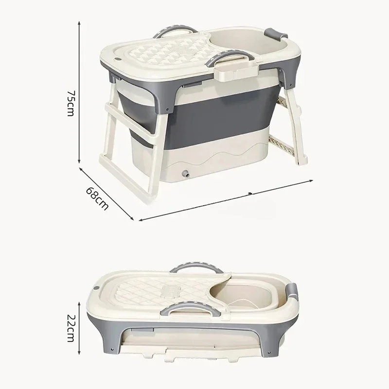 Modern Plastic Bathtub for Bathroom Simple Thickened Portable Folding Bathtub Sitting Bath Steaming Household Portable Bathtubs