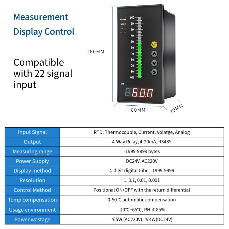 AC220V DC24V LCD Digital Display Liquid Level Indicator Pressure Water Tank Level Control System Measurement Instrument