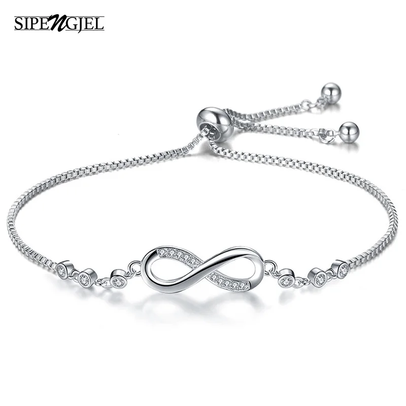 Fashion Stainless Steel Endless Love Infinity Chain Bracelets On Hand Adjustable Bracelets For Woman Party Jewelry