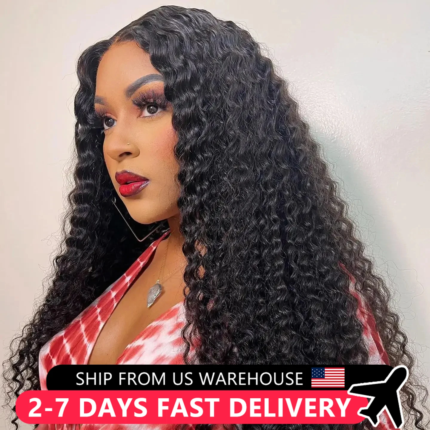 Deep Wave 4x4 Transparent Lace Closure Pre Plucked 13x4 Lace Frontal Curly Wig for Women Brazilian Curly Human Hair  Lace Wig