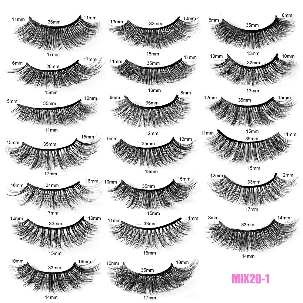 20 paar 3D Faux Nertsen Wimpers Natuurlijke Valse Wimpers Dramatisch Volume Wimpers Wimperverlenging Make-up