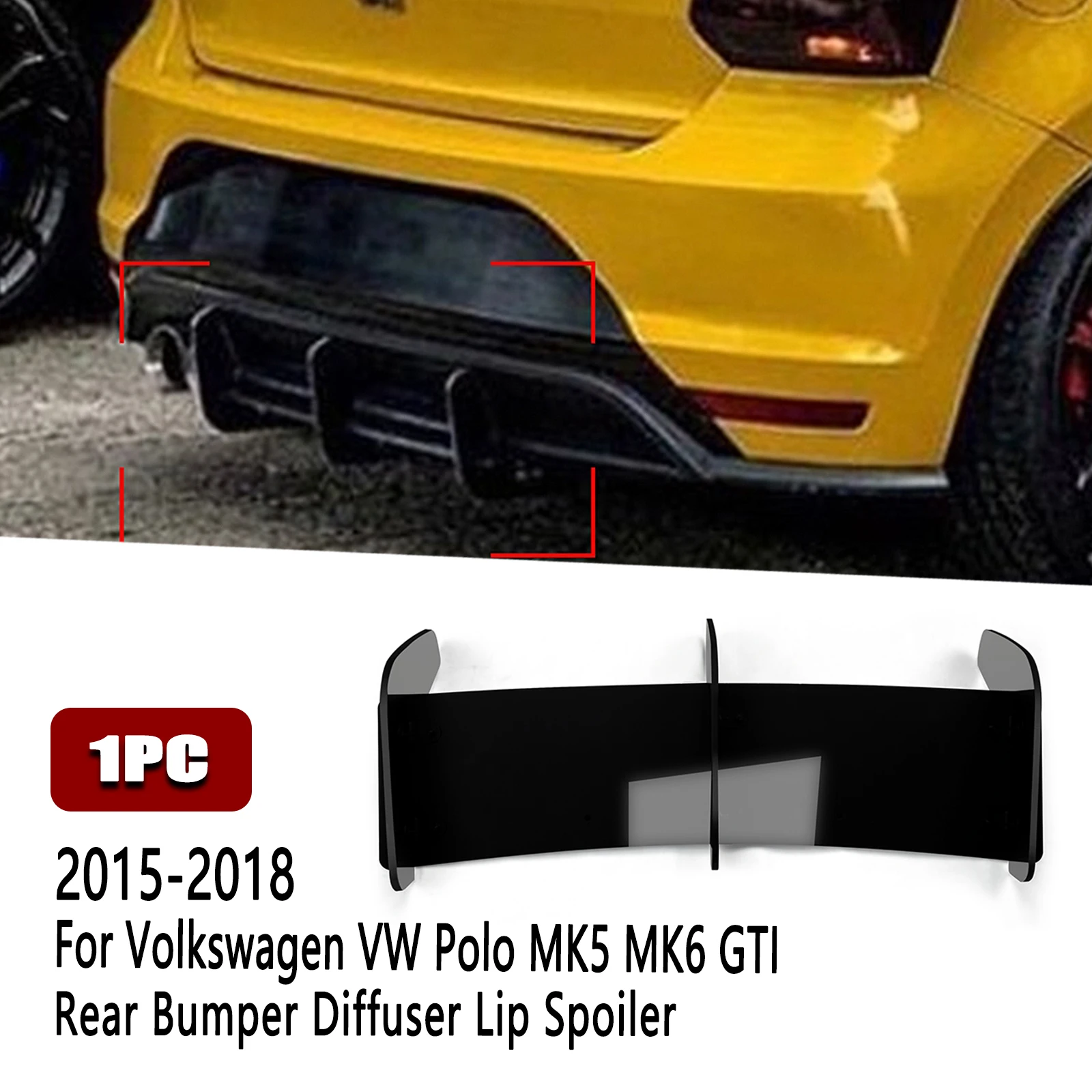 

For Volkswagen VW POLO MK5 MK6 GTI 2015-2018 Only Rear Bumper Diffuser Lip Fin Splitter Car Lower Boot Guard Spoiler Plate Trim