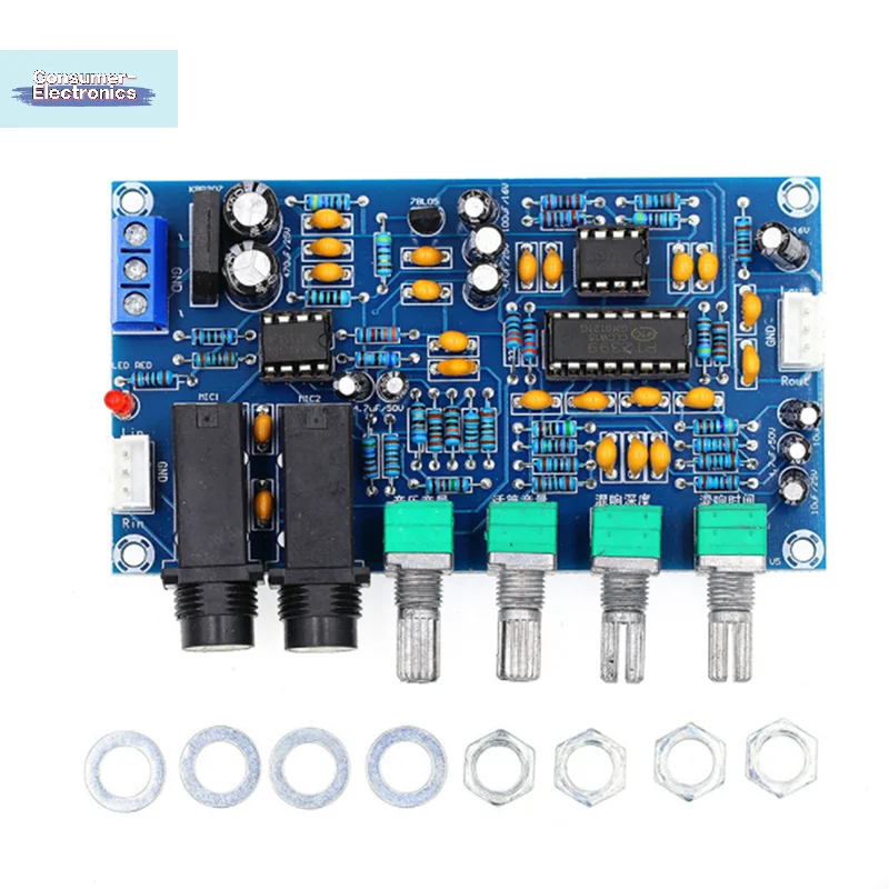【1PC Karaoke Reverb Board PT2399 Dual AC12 Microphone Amplifier BoardV Digital Karaoke Reverberation Board】
