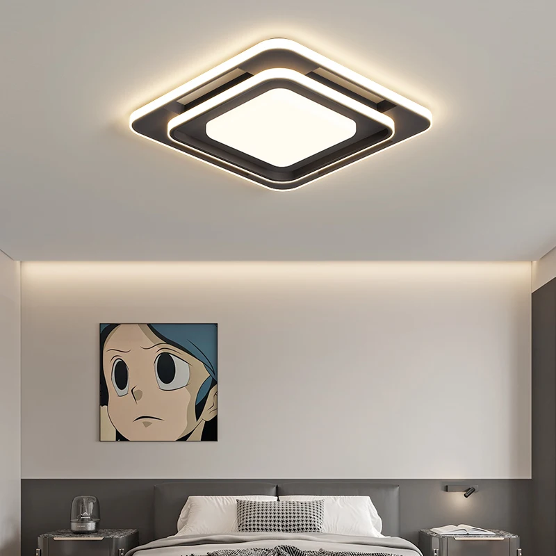 Modern LED Rectangular Bright Ceiling Lamp Modern Living Room Bedroom Ceiling Light Atmospheric Full Spectrum Lamp Home Decor